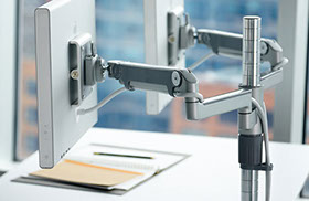 Support double bras aluminium multi-réglage pour écrans bureautique