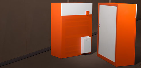 armoire de classement avec pot à crayon et porte dossier intégré